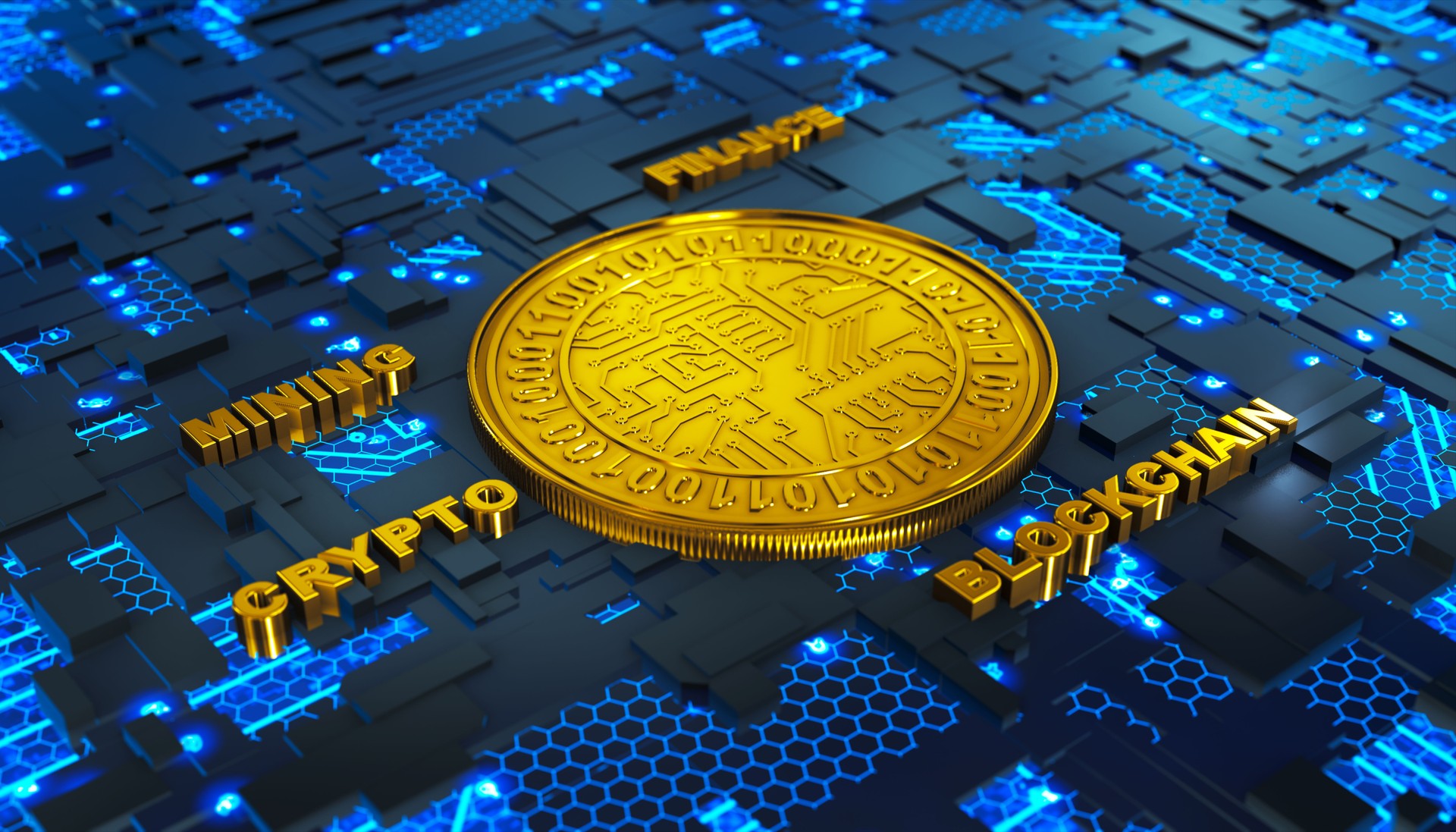 gold coin on a circuit board